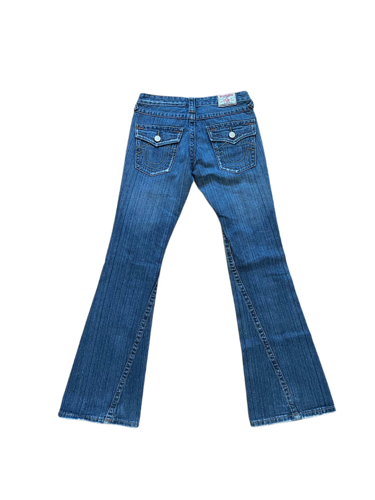 TRUE RELIGION DISTRESSED FLARE JEANS