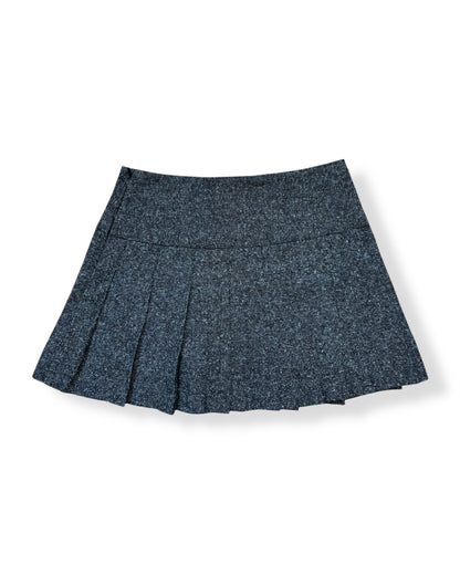 GRAY TWEED PLEATED SKIRT