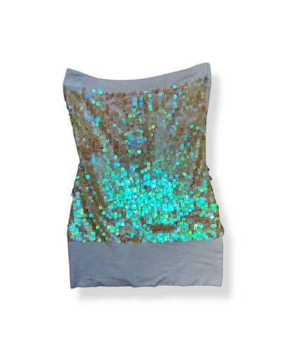 TAN SEQUIN TUBE TOP