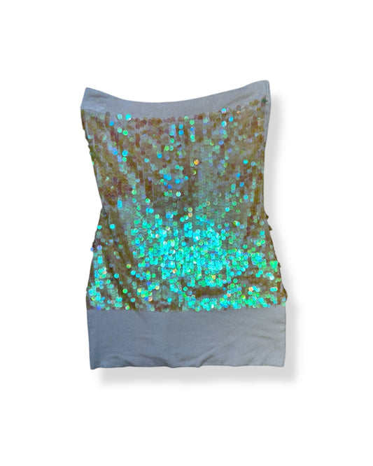 TAN SEQUIN TUBE TOP