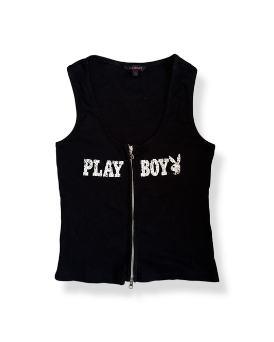 PLAYBOY DOUBLE ZIP TANK TOP