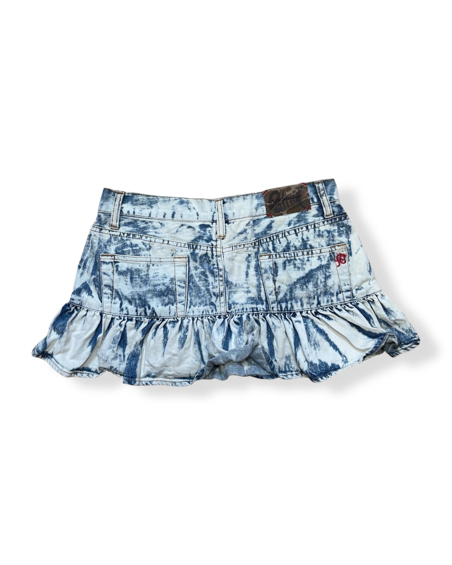 ACID WASH PLEATED DENIM MINI SKIRT