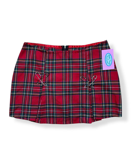 PLAID SAFETY PIN MINI SKIRT