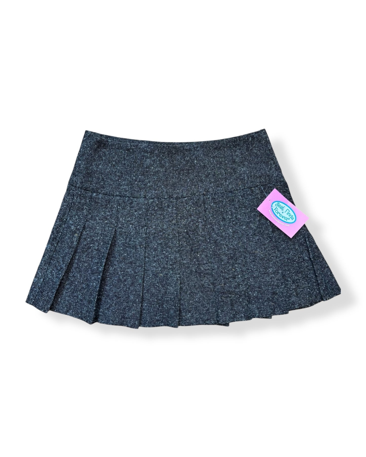 GRAY TWEED PLEATED SKIRT