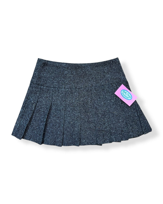GRAY TWEED PLEATED SKIRT