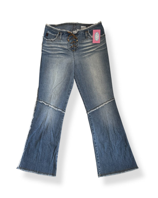 Y2K MUDD LACE UP FLARED JEANS