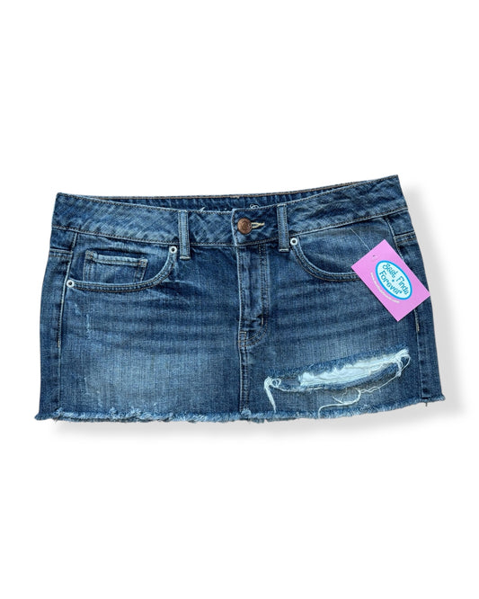 DISTRESSED MICRO MINI SKIRT