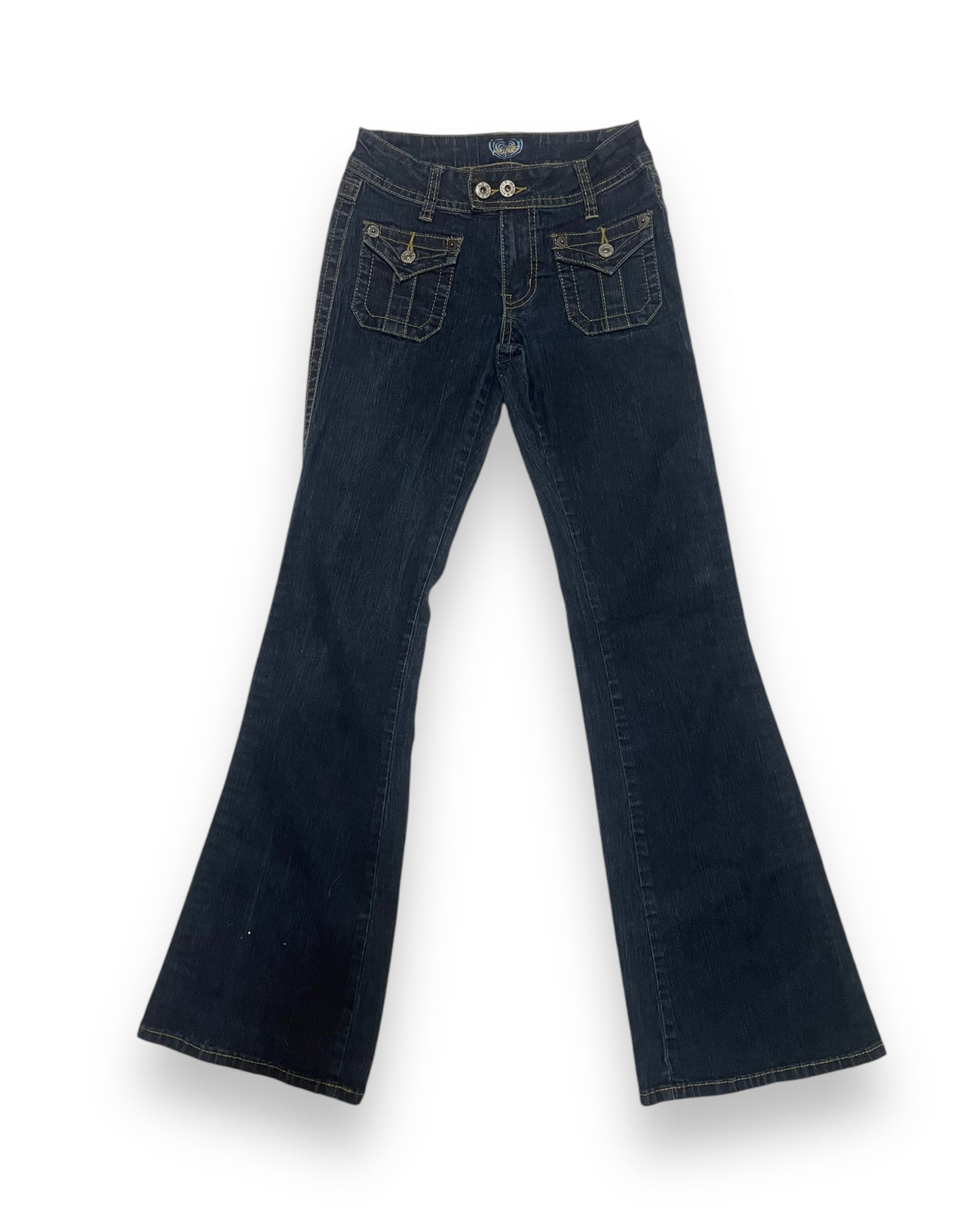 DARK WASH FLARED Y2K JEANS