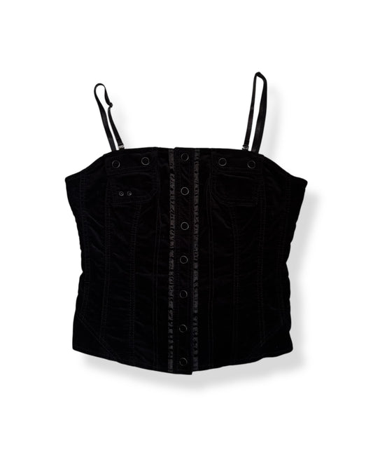 BLACK VELVET BUTTON UP TOP