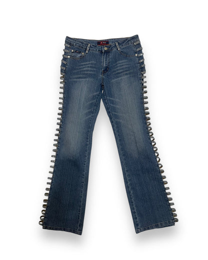 BEDAZZLED Y2K PEEKABOO JEANS