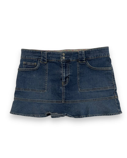 PLEATED DENIM MINI SKIRT