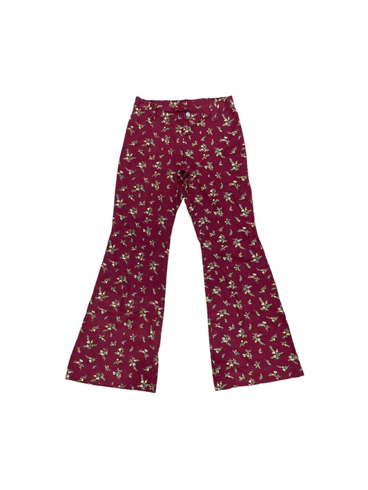 1970s RED FLORAL FLARES